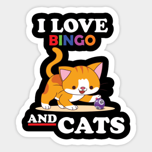 Gambling Cat Lover I Love Bingo And Cats Bingo Player Bingo Sticker